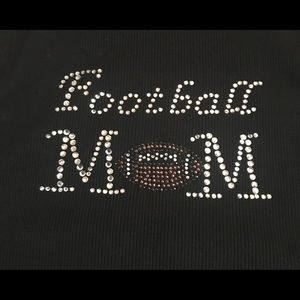 Black sequined ‘Football Mom’ ribbed tank top